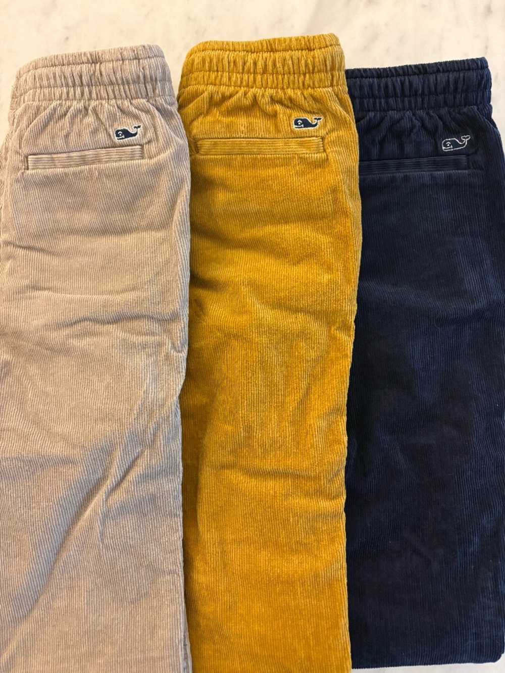 Vineyard Vines Boys Pull-On Corduroy Pants Size 7 Lot of 3 Mustard Stone Navy